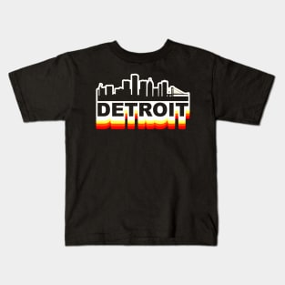 Detroit City Skyline Vintage Retro Kids T-Shirt